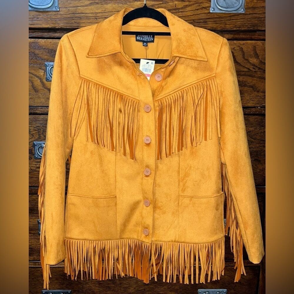 NWT! Danielle Bernstein Faux-Suede Fringe Jacket - Picture 6 of 8